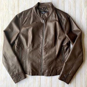 BLACK RIVET FAUX LEATHER JACKET